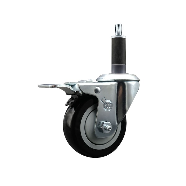 3.5'' SS Black Poly Swivel 1'' Expanding Stem Caster Total Lock Brake